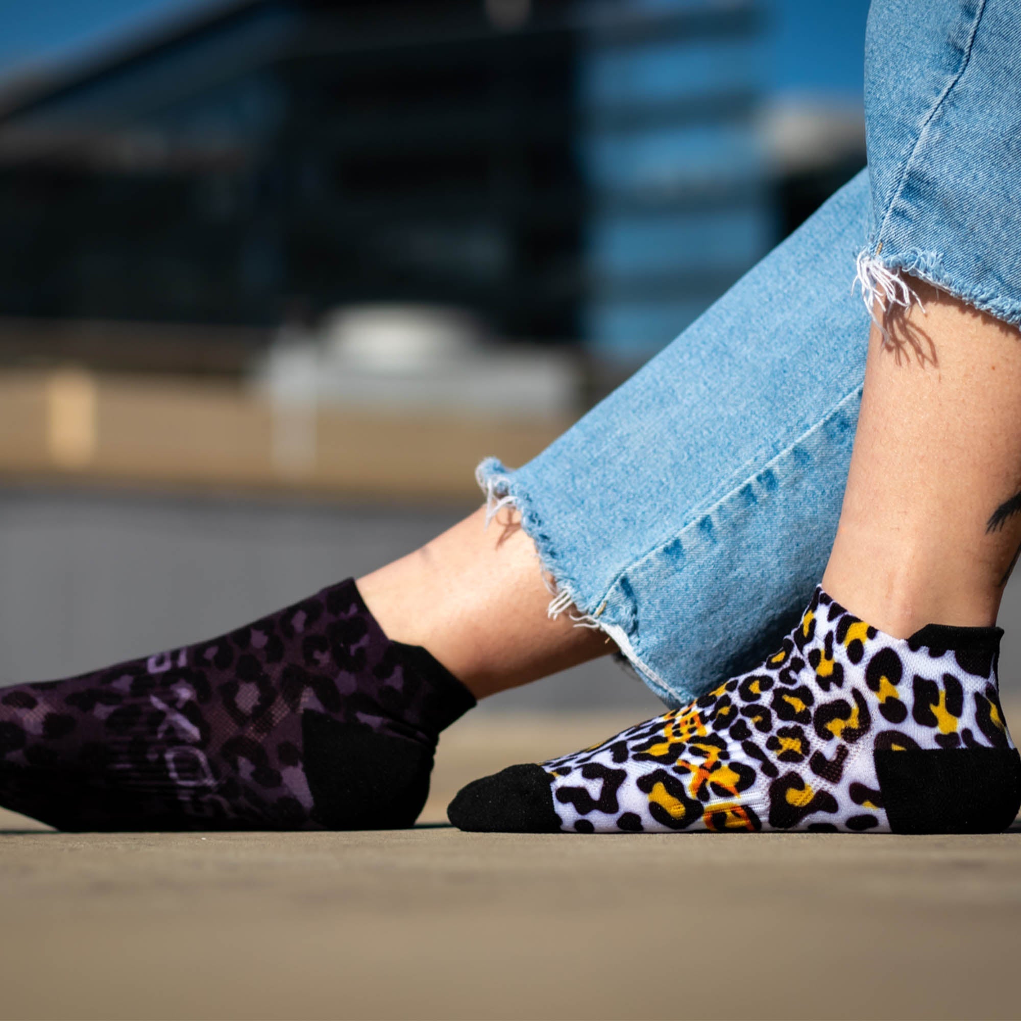 Leopard White Tab Socks
