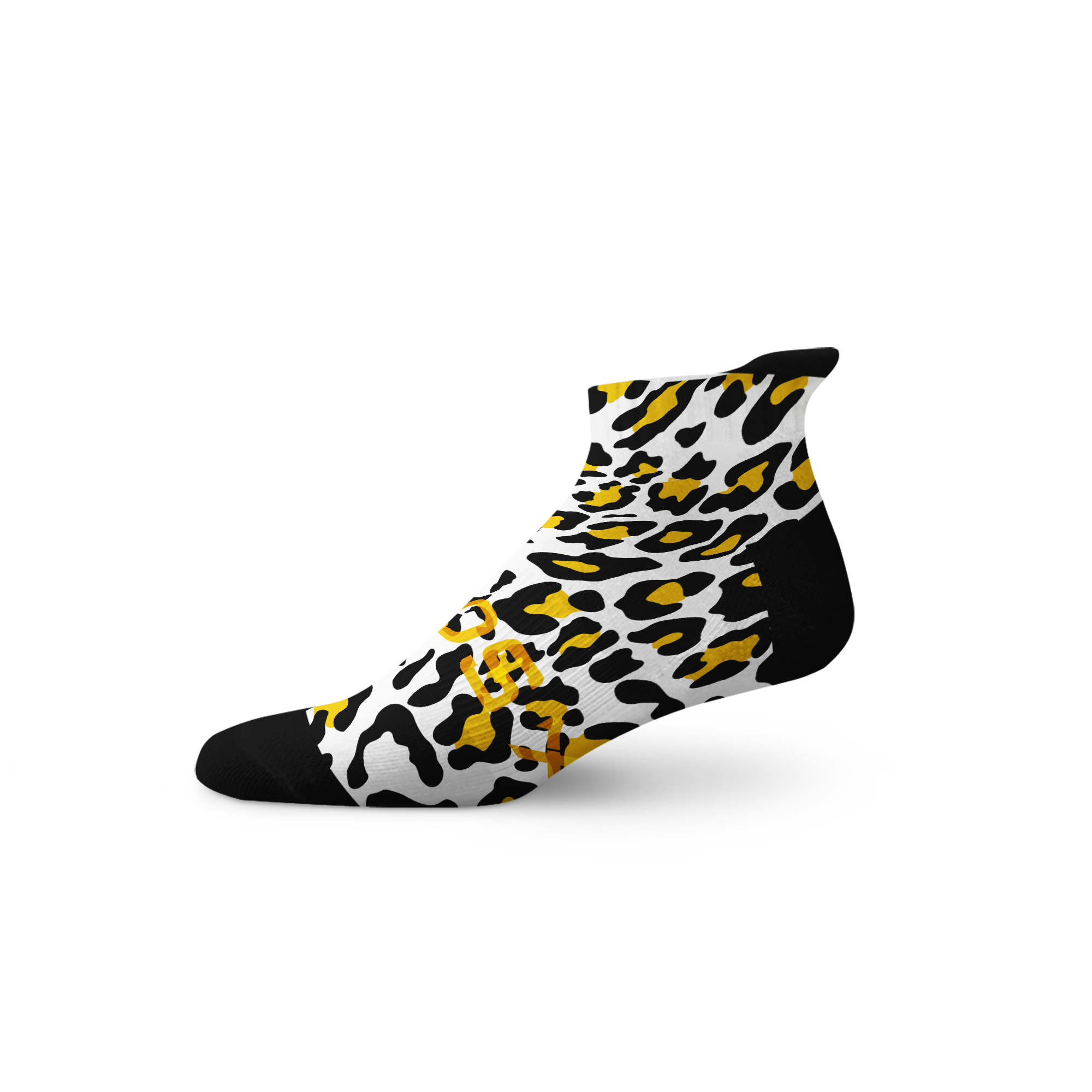 Leopard White Tab Socks